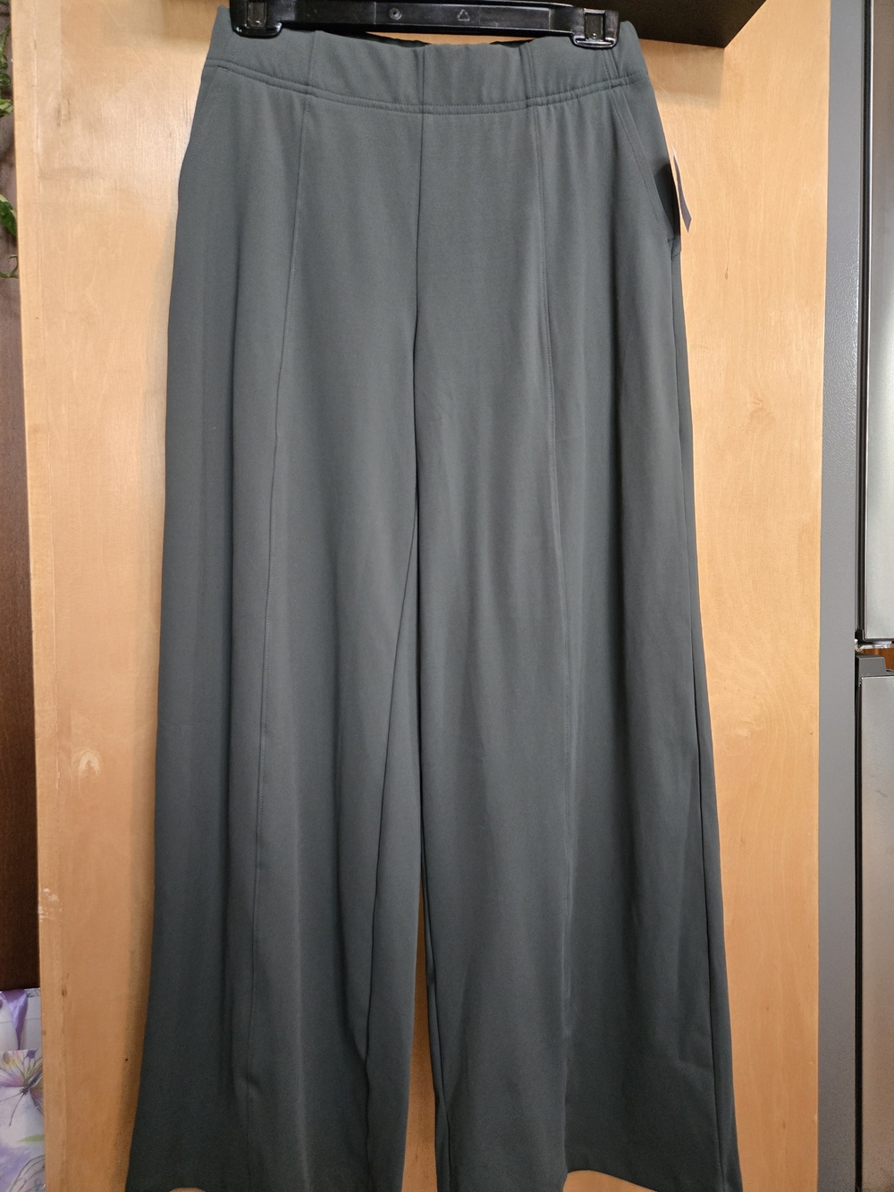 Wide Leg Stretch Pull-On Pants - Olive Green